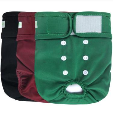 Imagem de Fraldas para cães wegreeco laváveis femininas (pacote com 3) médias