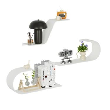 Imagem de Prateleiras flutuantes BUTUNITA White Metal, conjunto de 3 para parede