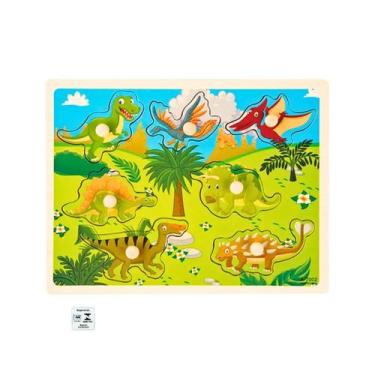 Imagem de Encaixe Divertido com Pinos MDF Dinossauros Toymix Brinquedo Educativo