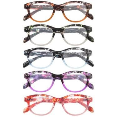Imagem de Óculos de leitura JOLISU, pacote com 5 leitores bloqueadores de luz az
