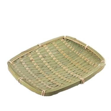 Imagem de Conjunto De Bandejas De Bambu Trançadas À Mão, Cesta Multifuncional Para Armazenamento De Alimentos Com Design Oco Respirável(Rectangle 23x19cm)