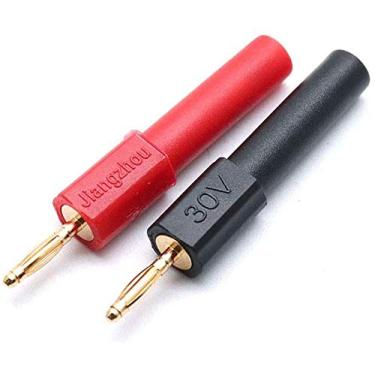 Imagem de Plugue macho banana de 2 mm para conectores de sonda fêmea de 4 mm preto + vermelho - (2 peças)