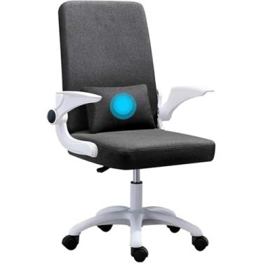 Imagem de Cadeira De Mesa Giratória Cadeira De Mesa Giratória Cadeira De Jogos De Computador Giratória, Cadeira De Mesa Ergonômica Com Apoio De Braço Flip-up, Cadeira Executiva De Encos, Grey