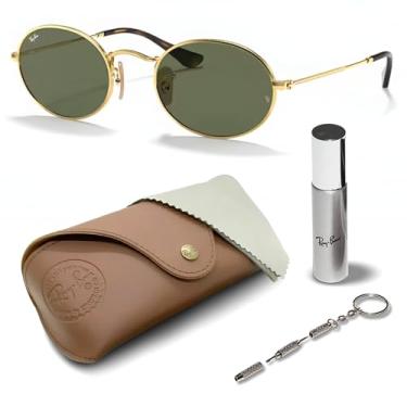 Imagem de Ray-Ban RB3547N Óculos de sol oval de formato oval com kit de óculos oficial, Armação dourada polida Arista | Lente verde G-15, 51 mm