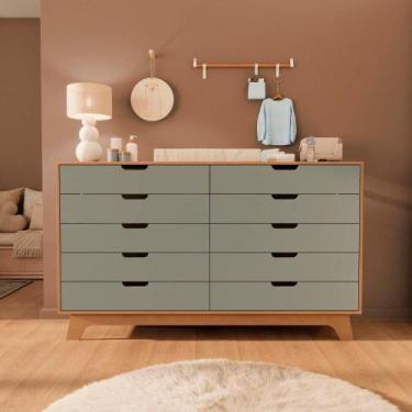Imagem de Cômoda para Quarto Infantil 10 Gavetas 100% Mdf Alice Verti/ Castanho 