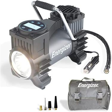 Imagem de Energizer Compressor de ar portátil para pneus, bomba de ar de 12 V CC para pneus de carro com medidor digital de pressão de pneu, 120 PSI máximo, função de pressão predefinida, LED, display digital -