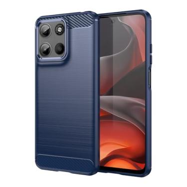 Imagem de GTBDEKI Capa para Moto G15, Fibra de Carbono à Prova de Choque Fina Silicone Resistente TPU Macio Capa Traseira para Motorola Moto G15 Azul