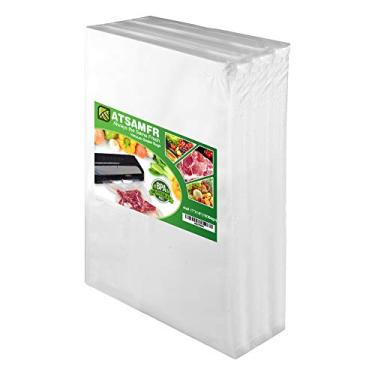 Imagem de ATSAMFR Sacos de alimentos seladores a vácuo 4 mil tamanho 28 x 40 cm com livre de BPA, resistente, ótimo para armazenamento a vácuo ou cozimento sous vide