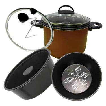 Imagem de Panela 4x1 Faz Pudim, Legumes Cozido, Cuscuz E Escorredor Cor Vermelho