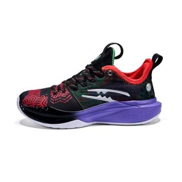 Imagem de Bolognifi Tênis de basquete masculino cano baixo com malha colorida antiderrapante Equipamento de basquetebol(Black,36 BR)