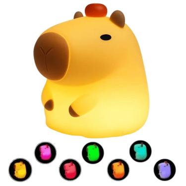 Imagem de Luminaria Noturna Infantil Led Bebê Silicone Capivara Abajur