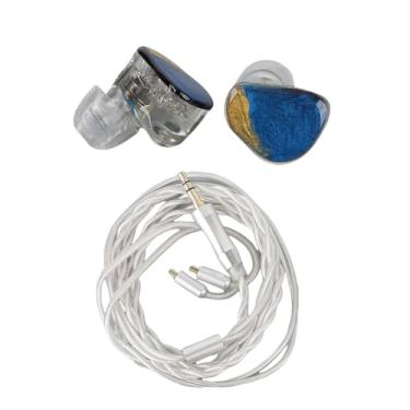 Imagem de Asixxsix Fones de ouvido HiFi Stereo IEM, fones de ouvido com fio portáteis, fones de ouvido com cancelamento de ruído e cabo destacável, para músicos, cantores e amantes da música (Ouro azul)
