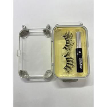 Imagem de Amzmam Kit de cílios magnéticos e delineador, cílios magnéticos de vison sintético premium, à prova d'água, de longa duração, livre de crueldade, 1 par (XK-843)