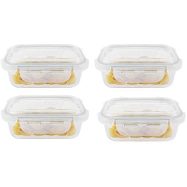 Imagem de Kit 4 Potes Hermético Vidro Marmita Micro-Ondas 1040Ml