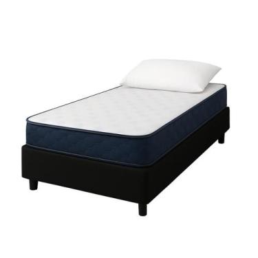 Imagem de Base Cama Box Solteiro Preto com Colchão Toraflex D28 e Travesseiro - 