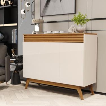 Imagem de Aparador Retrô Moderno 100% MDF com 3 Portas  Buffet Organizador para 