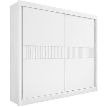 Imagem de Guarda Roupa Cancun Ripado Branco 2 Portas 6 Gavetas D?doro