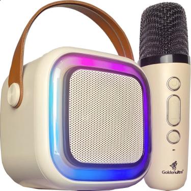 Imagem de Caixa de Som Karaokê Bluetooth com 2 Microfones Sem Fio LED