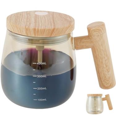 Imagem de Caneca de café com agitação, copo de mistura elétrica com medida, caneca de vidro de 400 ml, copo elétrico de agitação de alta velocidade, copo de mistura automática resistente ao calor para café e