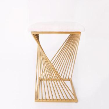 Imagem de Banqueta Oceam Baixa 48cm em Metal - Automac Decor, Dourado
