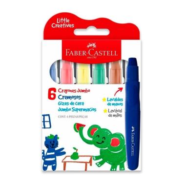 Imagem de Giz de cera jumbo básico 224006 com 6 cores Faber-Castell