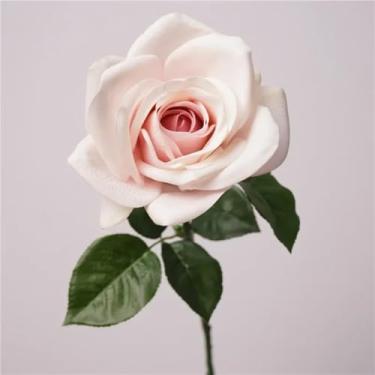 Imagem de 5 peças de rosas artificiais hidratantes de outono com toque real, buquê de noiva, decoração de rosas para casamento, mesa de festa, enfeites florais para casa (rosas cor-de-rosa aquáticas)