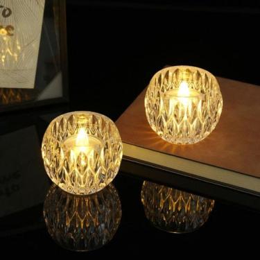 Imagem de Luminária Vela de Acrílico Luz Led Estrela Coração Redonda Decoração D