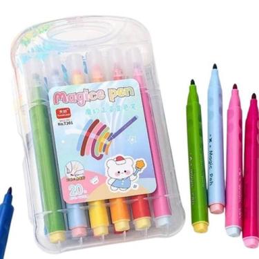 Imagem de Canetinha Marca Texto Mágico Muda De Cor Kit Com 10 Cores - Happy Mark