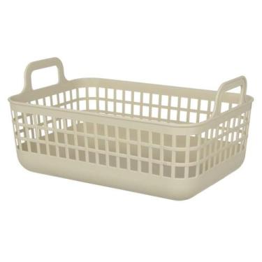 Imagem de CESTO ORGANIZADOR MULTIUSO 9L EM PLASTICO C/ALCA BEGE 33cm - Flor Arte