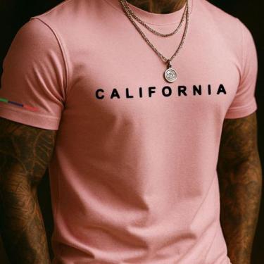 Imagem de Camiseta Masculina California Preta Manga Curta Gola Redonda Estampada