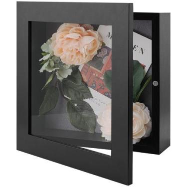 Imagem de Vitrina Shadow Box Frame Golden State Art 8x8 preta
