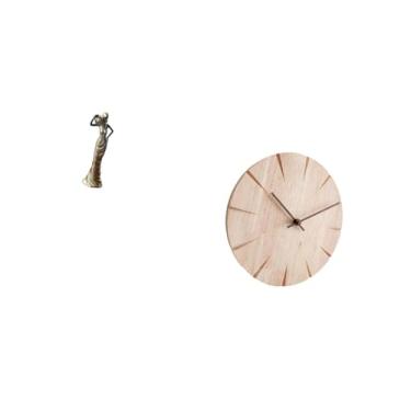 Imagem de Fenteer Ornamento de Escultura Tribal Vintage de Senhora, Relógio de Parede de Madeira Maciça, Design Criativo, Estatueta Decorativa para Mesa, Armário, Quart