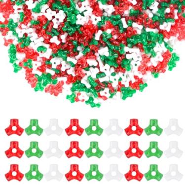 Imagem de Qumenan 1600 peças de contas de plástico em três formas de Natal, vermelho, verde e branco para artesanato, guirlanda, bengala, árvore de Natal, decoração de casa, pulseiras artesanais