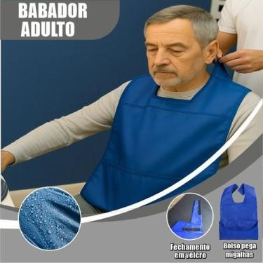 Imagem de Babador PVC Adulto Impermeável Reutilizável Bolso Lavável Refeição Pro