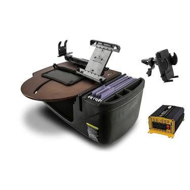 Imagem de AutoExec AE-RMCD-PI-TAB-PS-VC-21M Roadmaster Mesa de carro e estação de trabalho portátil com inversor de potência de 400 watts, suporte para tablet, suporte de impressora e clipe de ventilação de
