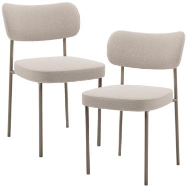 Imagem de Kit 02 Cadeiras Para Sala De Jantar Melina Base Arena L02 Bouclê Creme - Lyam Decor