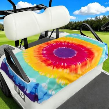 Imagem de Capas de assento de carrinho de golfe, acessórios de carrinho de golfe, cobertor de toalha de assento de carrinhos de golfe coloridos, capas de assento de golfe tie dye para carro de clube e mais 2