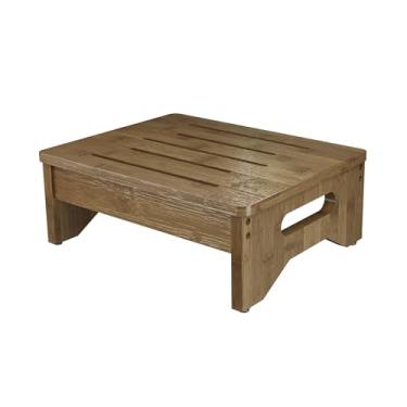Imagem de Hellojin Banco De Madeira Para Adultos E Crianças Com Pés Borracha Antiderrapantes, Leve 16 Cm Altura, Um Degrau, Capacidade 180 Kg, Degraus Camas Altas Adultos, Banheiro, Cozinha, Quarto (Nogueira)