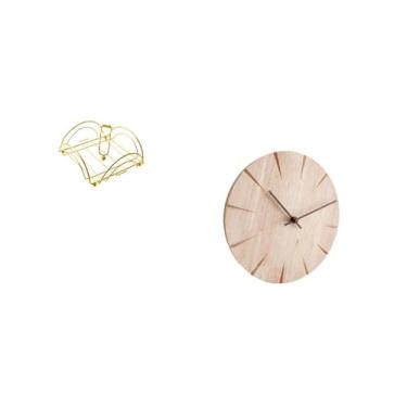 Imagem de Fenteer Combinação Criativa de Porta-guardanapos E Relógio de Parede de Madeira Maciça para Restaurante, Escritório, Hotel, Bar, Café, Mesa, Armazenamento, Pr