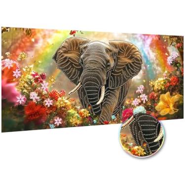Imagem de Zariocy Kits de arte de diamante de forma especial 5D para adultos, faça você mesmo arco-íris elefante pintura de diamante arte animais flores cristal diamante bordado pinturas artísticas artesanato