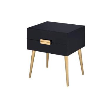 Imagem de Mesa Auxiliar Ergode Estilo Retro Negro y Dorado con 2 Cajones
