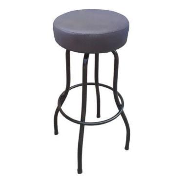 Imagem de Banco Bar Banqueta Alta Aço Giratória Luxo Preto Assento D33 - Preto -