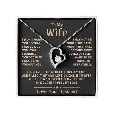 Imagem de VIRAGIL Colar Love Knot To My Wife - The Best Thing That Ever Happened To Me, presente para ela, presente romântico de Natal, aniversário, dia dos namorados, Adjustable Size, Aço inoxidável, Zircônia