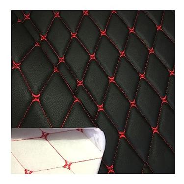 Imagem de Couro sintético acolchoado vinil PVC tecido de couro sintético impermeável tecido de couro sintético acolchoado ponto diamante acolchoado forro de linho estofado (preto 1,6 x 2m)
