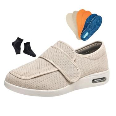 Imagem de Calçado Para Idosos Com Edema Diabético Para Atividades Ao Ar Livre, Calçado Masculino Ajustável Alívio Da Dor Diabética E Edema(Beige,54 EU)