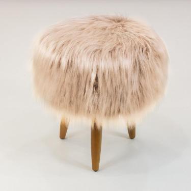 Imagem de Puff Banqueta Decorativo Pés Madeira Rosê