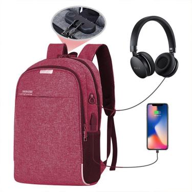 Imagem de Mochila Notebook Com Cadeado Anti Furto Lorben Saída Cabo Auxiliar Usb Fone Ouvido Gt6238