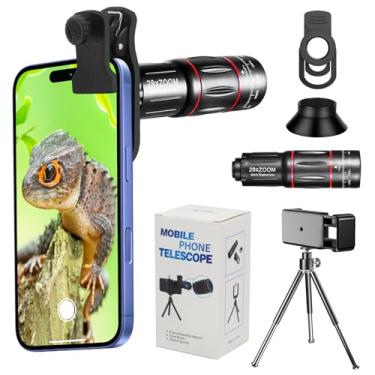 Imagem de Kit de lentes de câmera teleobjetiva 28X para iPhone com E-Clip e tripé, adequado para a maioria