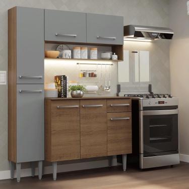 Imagem de Armário De Cozinha Compacta 137 Cm Rustic-cinza Emilly Madesa 011