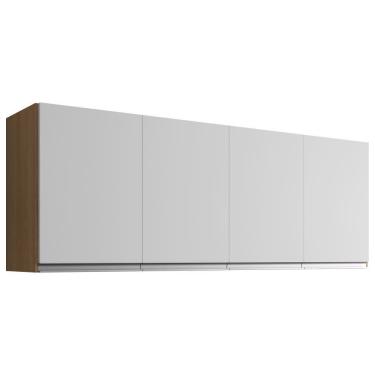 Imagem de Armario Aéreo 4 Portas 160cm Andreia Amendoa Branco Reajl Moveis